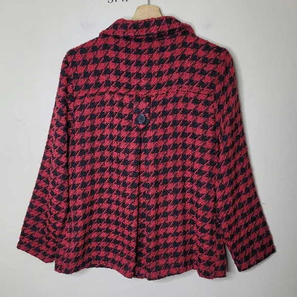 Lulu B Red & Black Houndstooth Blazer Size M - Picture 4 of 8